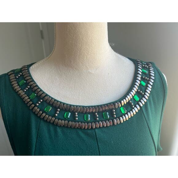 HAANI Women's Forest Green Embellished Jeweled Neck Sleeveless Dress Size 2X - Picture 5 of 6